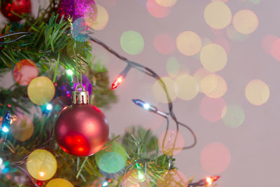 Close-up of christmas decoration hanging on tree