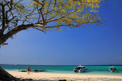 Scenic view of sea against clear sky