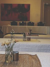 Potted plants on table at home