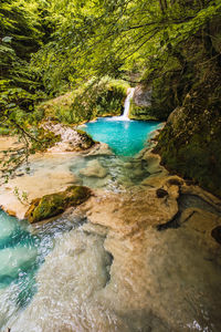 River flowing through rocks in forest