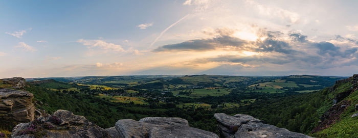 Scenic view of landscape against sky during sunset