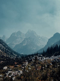 Scenic view of mountains against sky