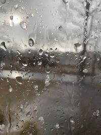 Full frame shot of wet glass window