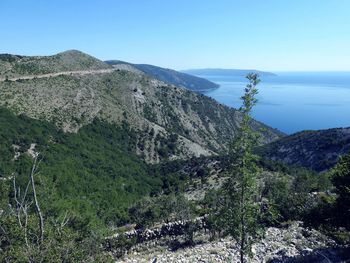 Scenic view of mountains against clear sky