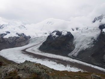 The glacier in the swiss alps area