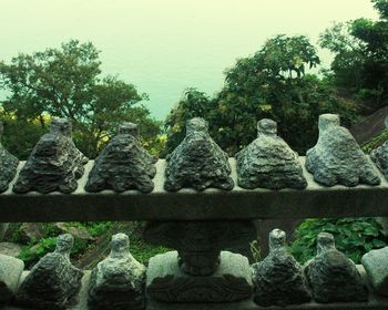 Sculpture of statues in temple