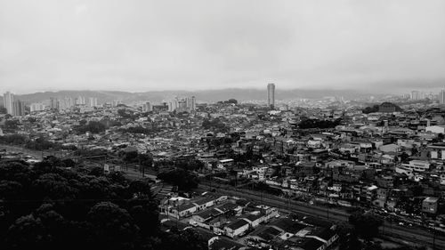 High angle shot of townscape against sky