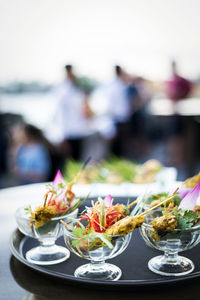 Close-up of flowers in plate on table