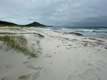 Scenic view of beach against sky