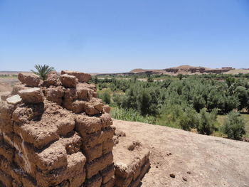 Scenic view of desert against clear sky