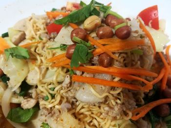 High angle view of salad served in plate