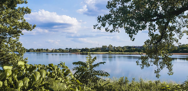 Scenic view of lake against sky