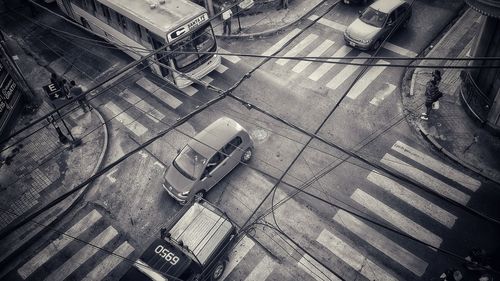 High angle view of wet street