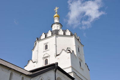 Low angle view of building against blue sky