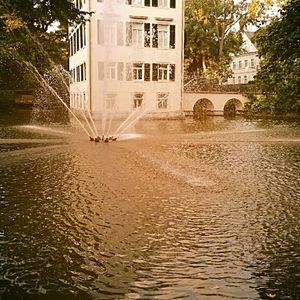 Fountain in front of building