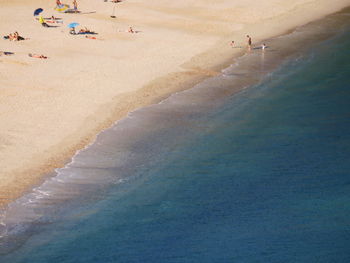 High angle view of people on beach