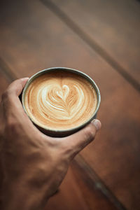 Hand holding coffee cup