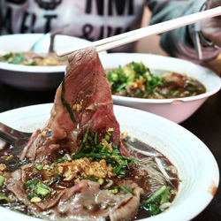 Close-up of food served in plate