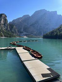 Scenic view of sea against sky and lake with turqoise water