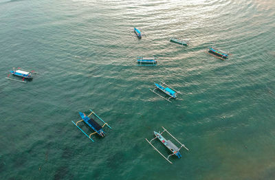 High angle view of boat in sea