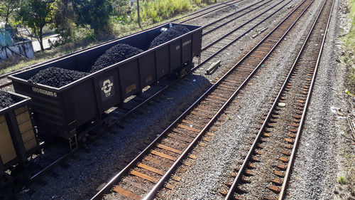 High angle view of train