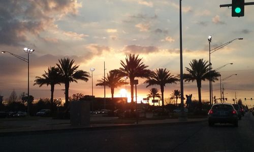 Sunset over road