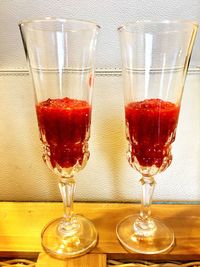 Close-up of wineglass on table