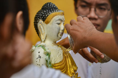 Close-up of female statue