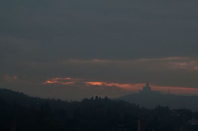Scenic view of landscape against sky at sunset
