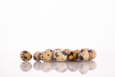 Close-up of cookies against white background