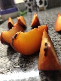 Close-up of orange pumpkin on table