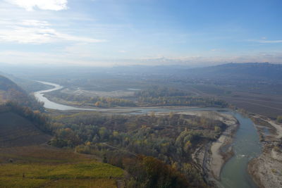 Aerial view of landscape against sky