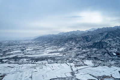 High angle view of cityscape against sky