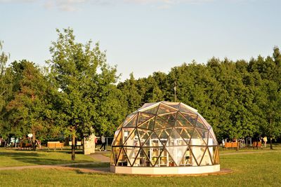 Built structure against trees