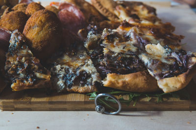 High angle view of food on table