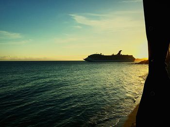 Scenic view of sea at sunset