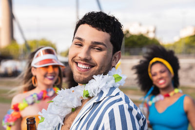 Portrait of smiling friends in party