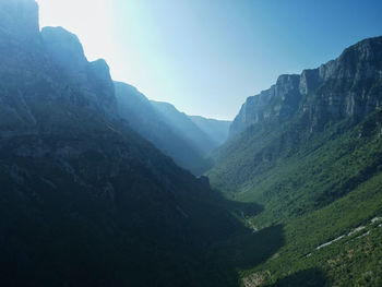 Scenic view of mountains against clear sky