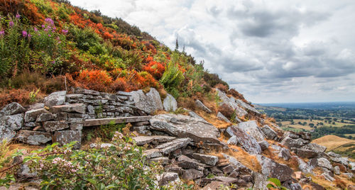 Scenic view of rocky mountains against sky