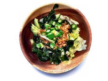 High angle view of salad in bowl