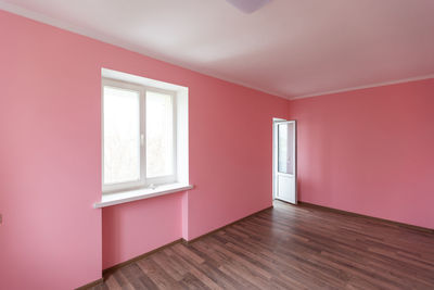 Empty pink room interior for design and decoration