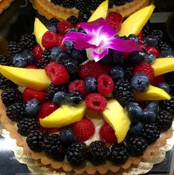 Close-up of served fruit on table