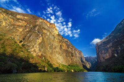 Scenic view of mountain against cloudy sky