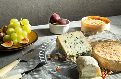High angle view of food on table