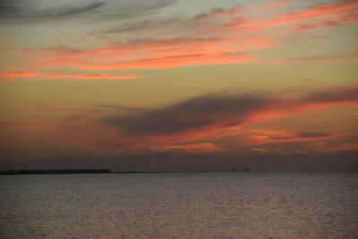 Scenic view of sea against dramatic sky