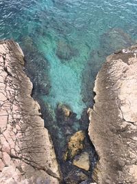 High angle view of beach