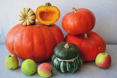 High angle view of apples on table