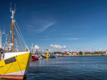 Fish cutters docked at the port in jastarnia, poland