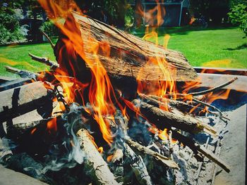 Close-up of bonfire