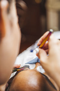 Midsection of woman working